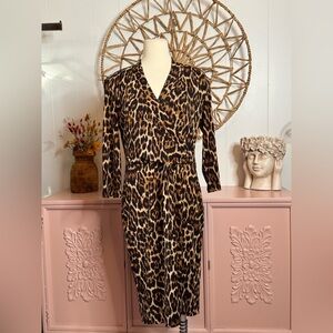 Anne Klein Animal Print Long Sleeve Dress